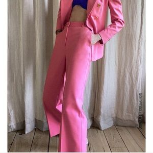 NWT ZARA PINK/FUCHSIA CROPPED STRAIGHT LEG PANTS🔥